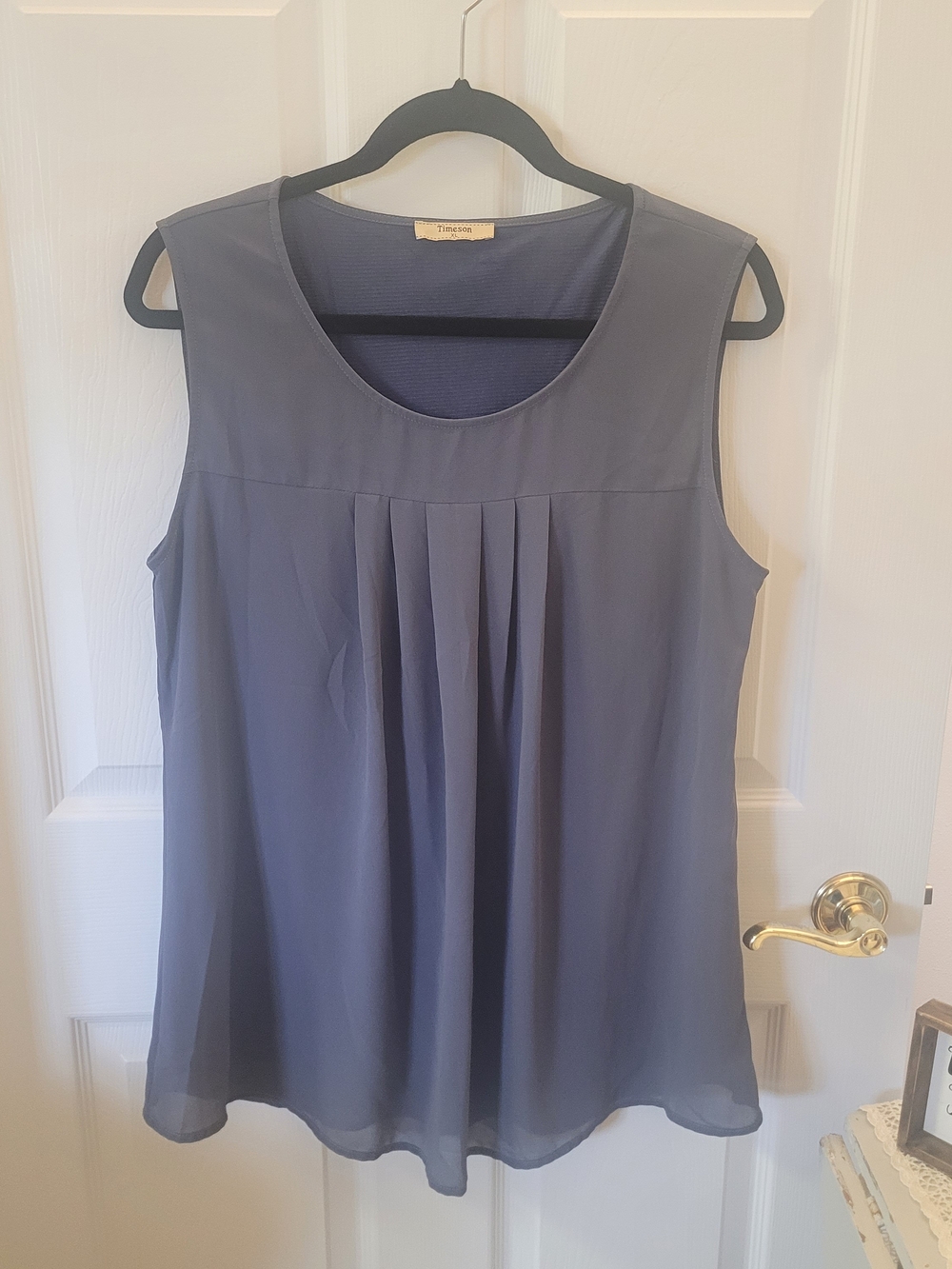 Timeless Sleeveless Pleated Chiffon Camisole - Slate Blue Bin 6